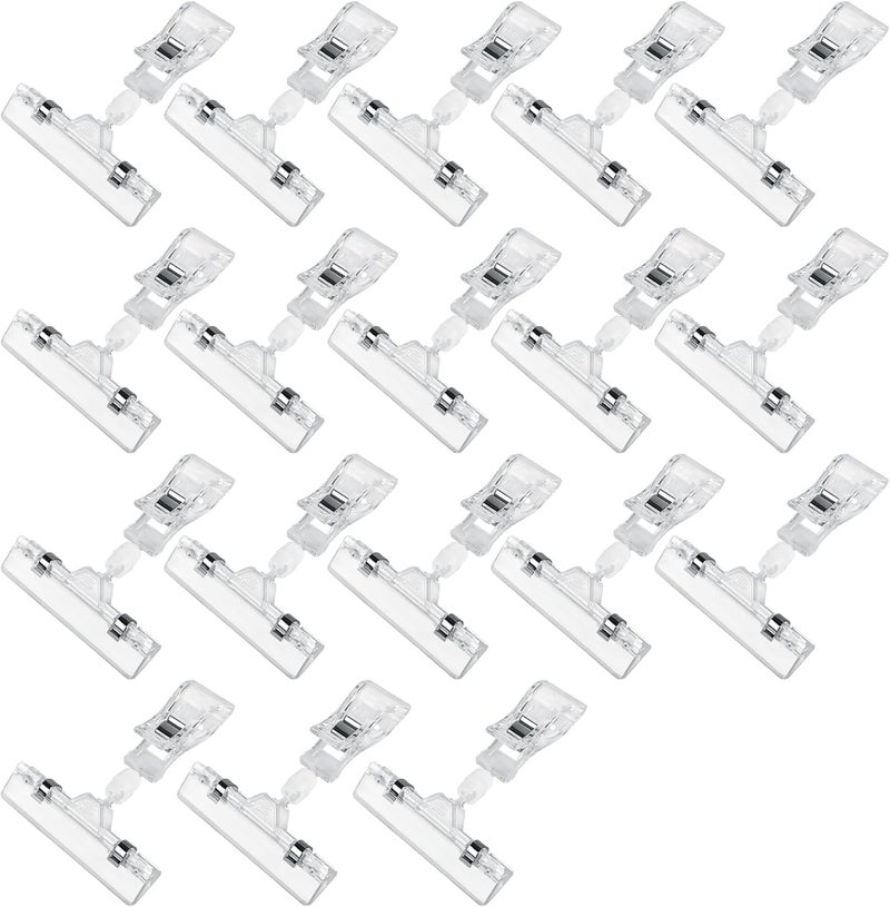 Inchoco Clear Sign Clips Merchandise Display 18 Pack Plastic Label Pop Clips on Sign Holder Shelf Double Sided Swivel Price Tag Clips on Clothing Rack Signs Rotatable Menu Clips for Sale Retail Display - Image 1